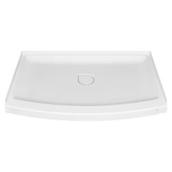 Ovation Curve 48 in. L x 30 in. W Alcove Shower Pan Base with Center Drain in Arctic White