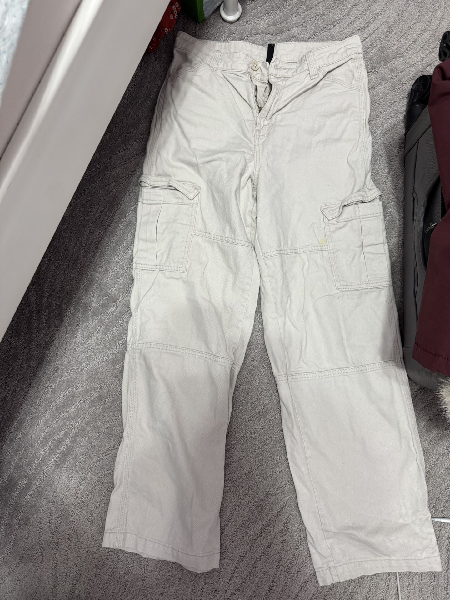 H&M Divided Cargo Pants – Off-White, Size 2 (EUR 34)