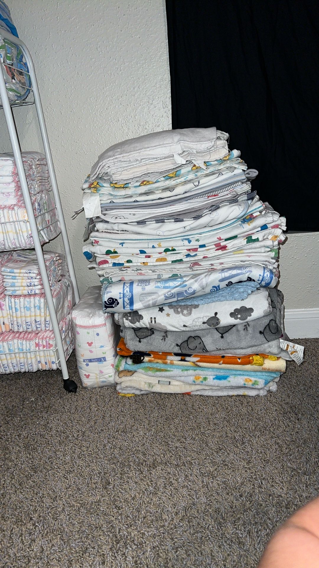 Burping Cloths (thick) Receiving Blankets, & Regular Blankets…