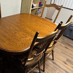 Wooden Dining Table (expandable) + Chairs