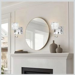 Modern Battery Operated Bathroom Vanity Lighting Fixtures set of 2 with Bulb &Remote, Not Hardwired Bathroom Mirror Wall Lights, Wireless Dimmable Tim