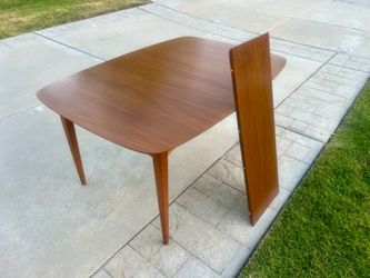 Vintage Walter of Wabash Mid Century Modern Walnut Dining Table w/ Leaf