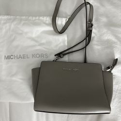 Michael Kors Grey Leather Small Shoulder Purse Bag