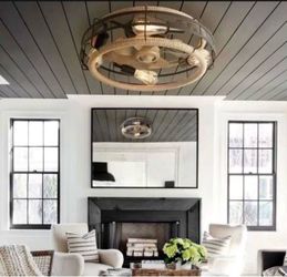 Fan Blade 14.96 in. 19.7 in. Indoor Black Bohemian Hemp Rope Ceiling Fan Light, Bulb Not Included, with Remote Control