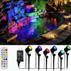 Water proof Spot Lights Outdoor Color Changing, 213 Modes/6 Pack Christmas Lights Outdoor