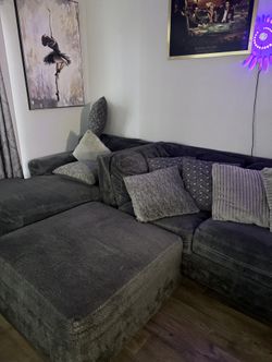 Large 4-Piece Sectional Couch + Ottoman + 8 Pillows (Bob’s Furniture)