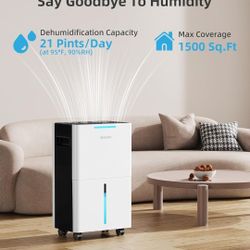 (528)
1500 Sq. ft Dehumidifier for Basement and Large Room, 21 Pints Dehumidifiers for Home with Drain Hose, Intelligent Humidity Control, 3 Modes, 24