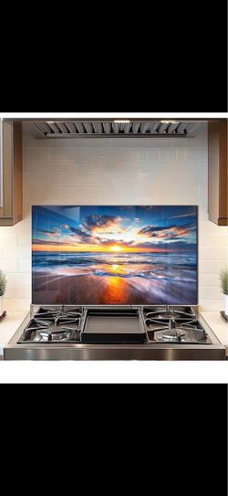New Tempered Glass Kitchen Backsplash Sea Beach Sunset