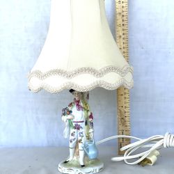 Antique Fine Bisque Ceramic (Made In Germany) German Gentleman, Figurine, Table Lamp. Hand painted.
