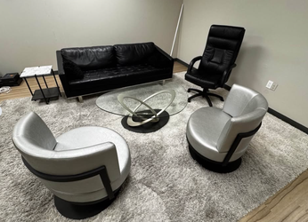 Complete Modern office, leather, glass, marble and steel