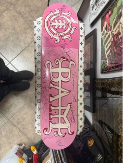Bam margera signed pink element skateboard