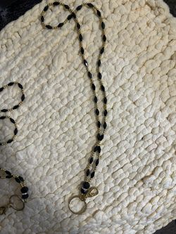 Black & Gold Beaded Lanyard With Keyrings