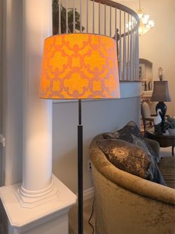 Floor Lamp with Patterned Fabric Shade
