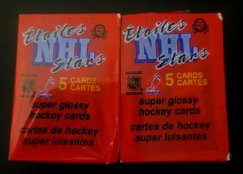 (2) 1988 O-Pee-Chee "Etoiles NHL Stars" mini Brett Hull RC wax packs