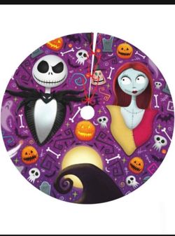 Christmas Tree Skirt New Year Festivals Nightmare Skull Halloween 36 Inch Purple 