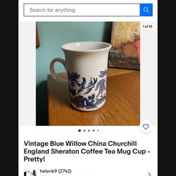 Vintage Blue Willow China Churchill England Sheraton Coffee Tea Mug Cup