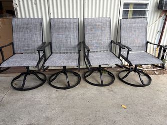 Swivel Patio Chairs Set of 4, Outdoor Dining Chairs ,All Weather Powder-coated Metal for Lawn Backyard, Grey Breathable Textilene Fabric
