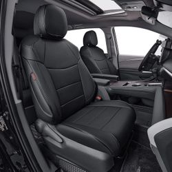 EKR Custom Fit Car Seat Covers for Select Toyota Sienna LE & XLE 8-Passenger Seating 2021 2022 2023 - Three Row, Leather (Black)