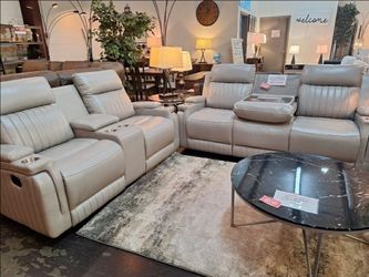 New 2pc OVERSIZED Reclining Sofa Set with cupholders
