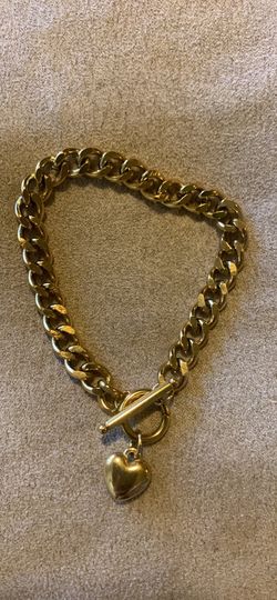 Elegant Love Stainless Steel Link Chain Blank Heart Charms Bracelet for Women Toggle Clasp Closure