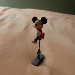 Vintage Mickey Mouse Spring Rider Toy Figurine And Disneyland Mickey Mouse Vintage Original Flag