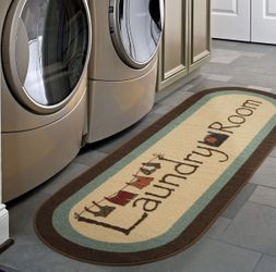 Ottomanson Text Laundry Collection, 20" X 59" Oval, Brown