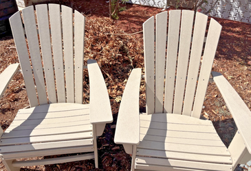POLYWOOD brand Nautical Adirondack Patio Set - Sand (4 Chairs, 1 Table, 1 Ottoman)