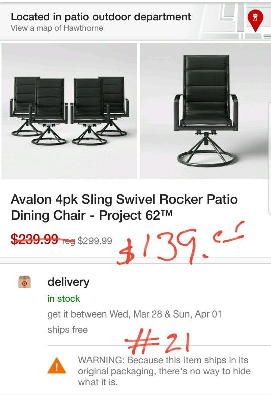Avalon 4pk Sling Swivel Rocker Patio Dining Chair Project 62 For Avalon 4pk Sling Swivel Rocker Patio Dining Chair Project 62 For In Vernon Ca Offerup