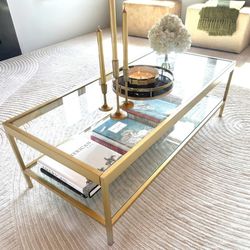 Brand New Staged Furniture – Gold & Glass Coffee Table – Never Used 