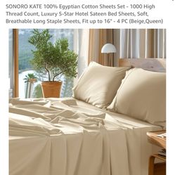 SONORO KATE 100% Egyptian Cotton Sheets Set