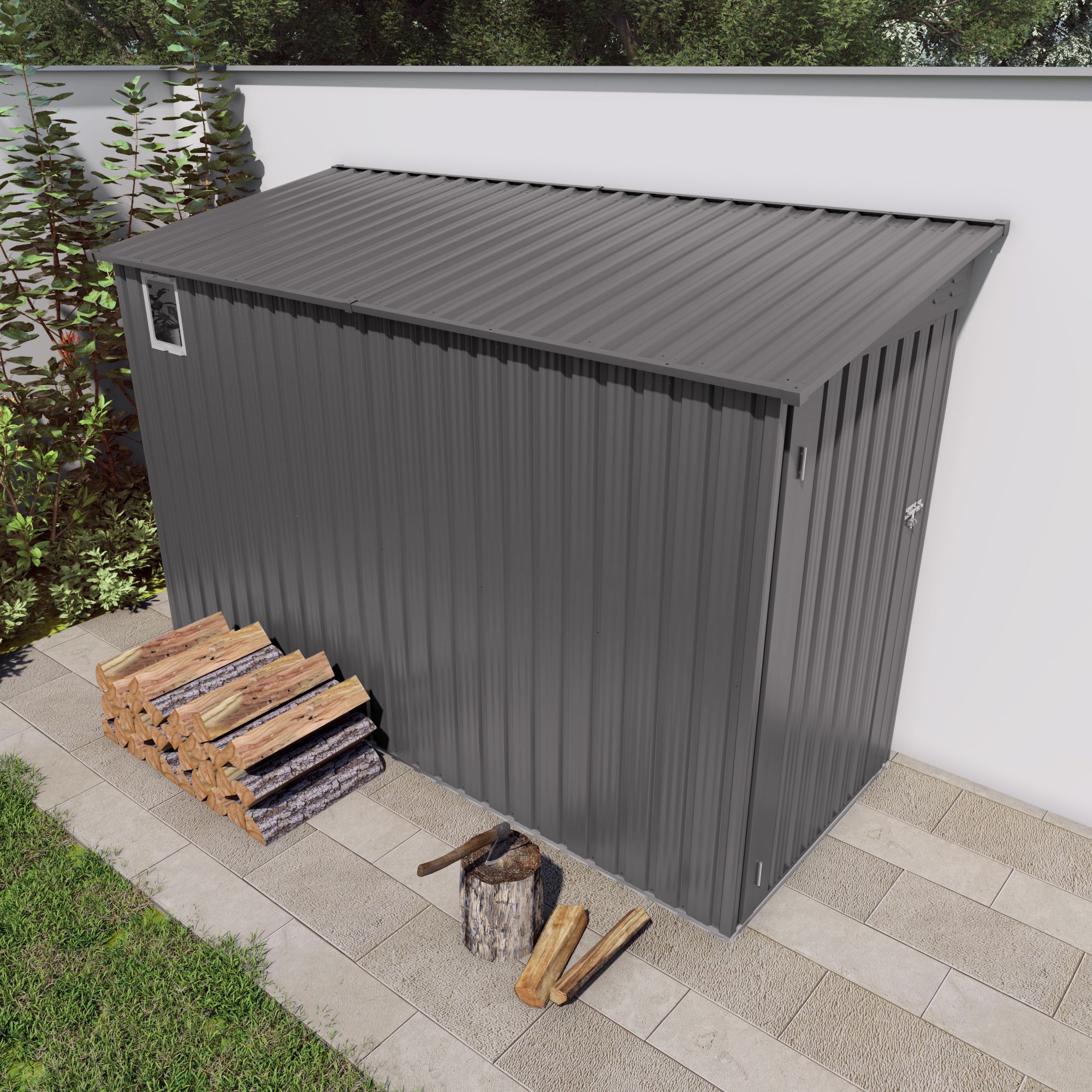 4 x 9 FT Outdoor Storage Shed, Metal Garden Shed Tool House with Sloping Roof,2 vents and 1 Side Open Door for Backyard, Garden,Patio, Garage, Lawn, G