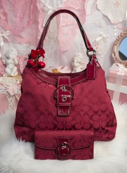 Y2K COACH RED SIGNATURE C SOHO LYNN WITH MATCHING WALLET