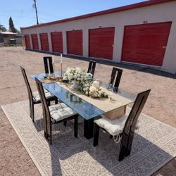 Modern Glass Dining Table Set – $325