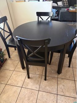 Black Round Dining Table with 4 Chairs