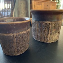 Rustic Flower Pots H 6” X 7”W And H 5” X  5 1/2” W No Chips Or Cracks