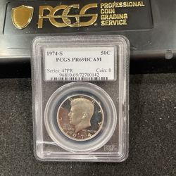 1974 S Gem Proof Kennedy Half Dollar Graded At PR69 With A Deep Cameo B-15