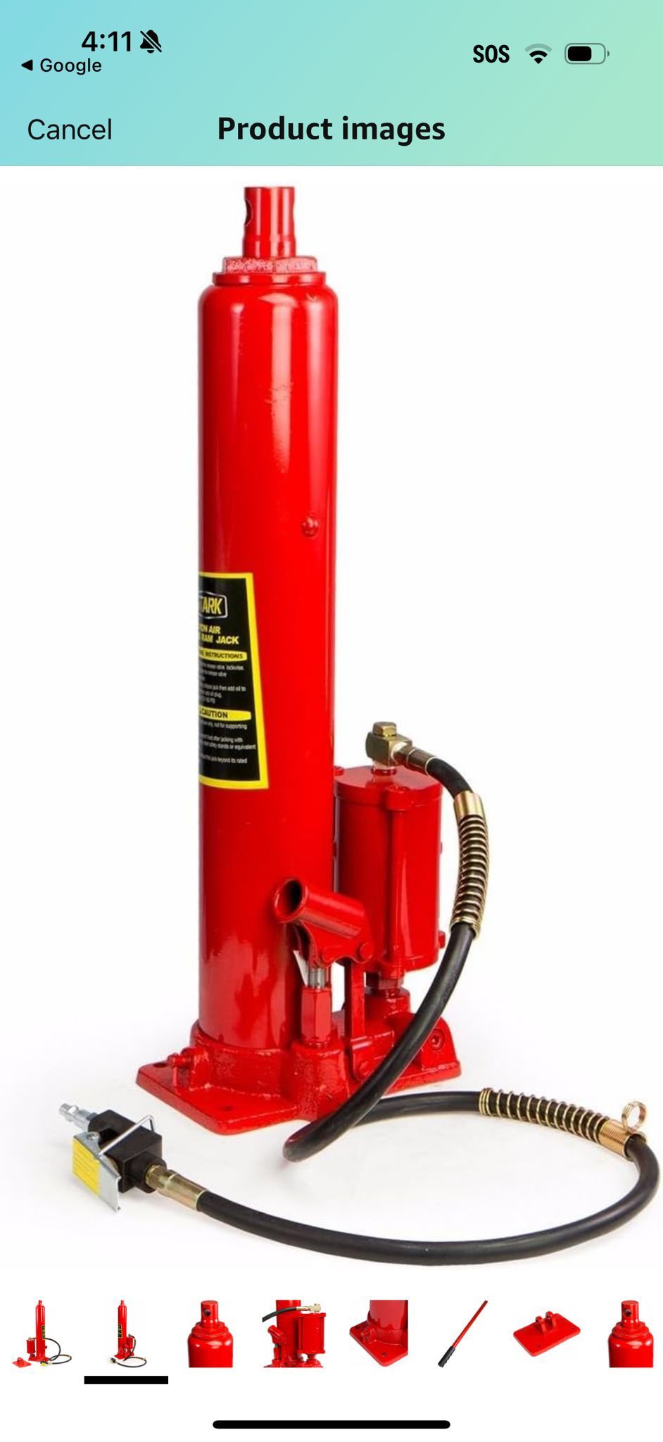 XtremepowerUS 8 Ton Air/Hydraulic Long Ram Jack Piston Ram 8-Ton Capacity Cherry Crane Shop Engine Hoist Lift For Truck- 8.0 Lbs, Red 48