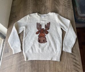 Okie Dokie Kids Cream Knit Moose Sweater size 2T