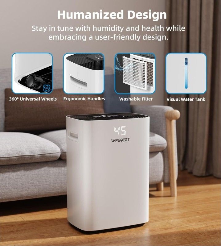 NEW 5500 Sq.ft Dehumidifier for Basement, Wpsoert 80 Pints Dehumidifiers for Home
