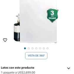 Refrigerador a gas 12 V/110 V. CC/AC. Propano RV. Refrigerador para dormitorio o van, 3.5 pies cúbicos, Blanco

