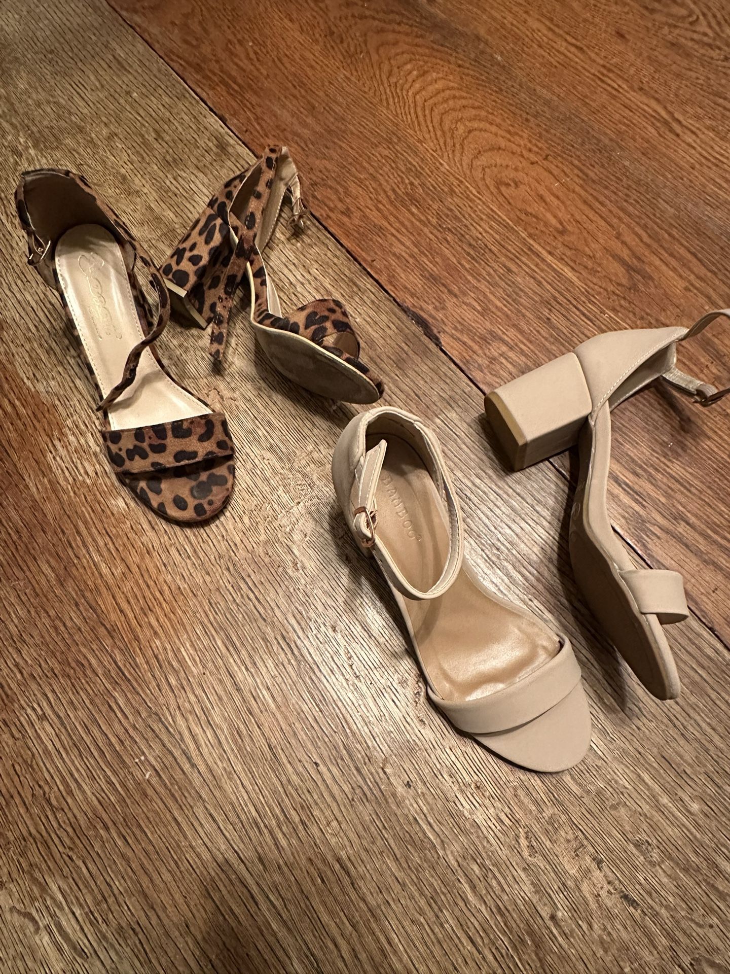 Women’s Heels - Size 5.5 : Nude & Leopard 