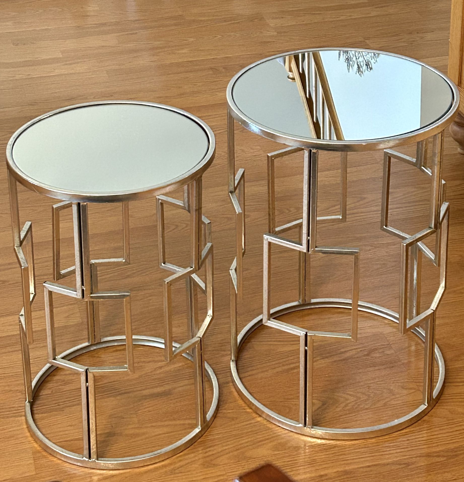 Beautiful Silver Mirrored Top Tables 20”,22” 35/each for Sale in