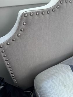 King like new studded headboard and bed frame.