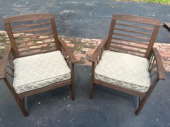 Set of two wood patio chairs