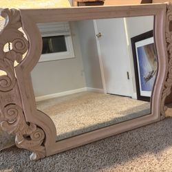 Gorgeous Large Mirror -Solid Wood Frame-Beige