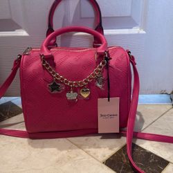 ‼️NEW‼️Juicy Couture Not Your Babe Satchel With Bag Charms Pink Flash 
