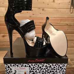 Anne Michelle Peep Toe Stiletto Heels Black NEW