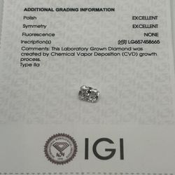 Beautiful Rectangular Modified Brilliant Diamond IGI Certified 1.28ct F VS1