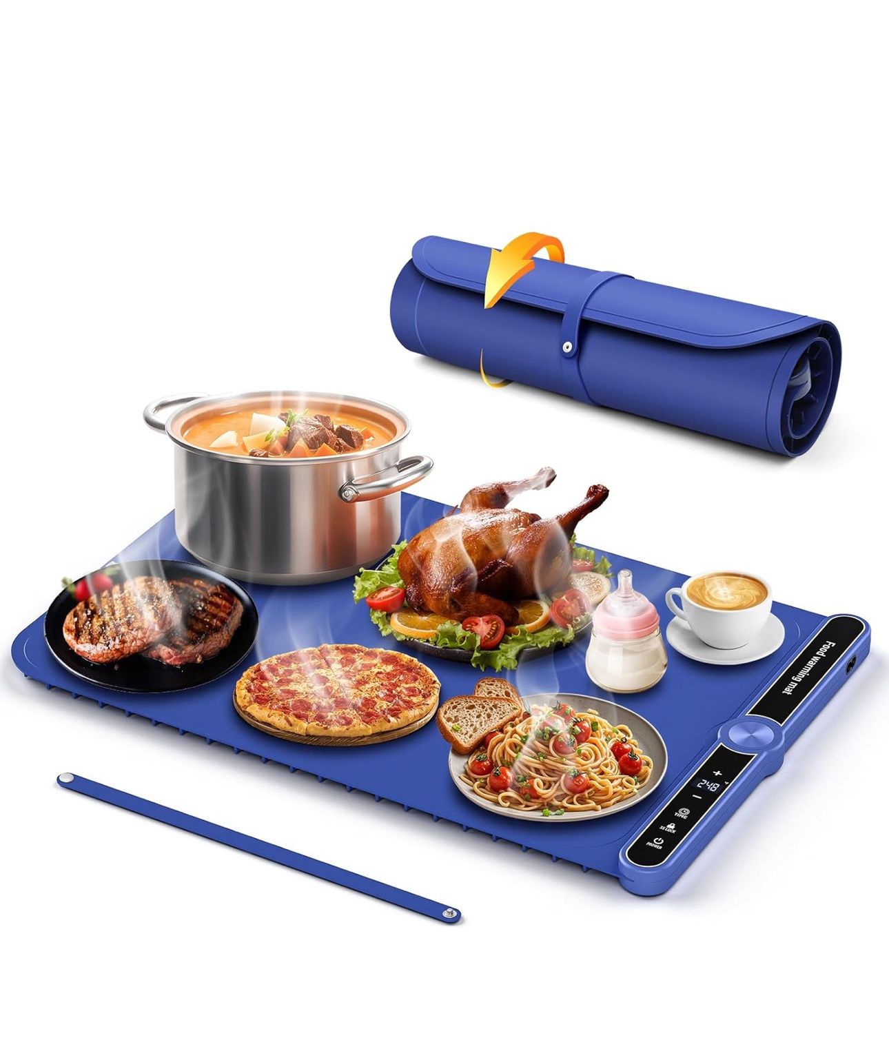 Warming Mat for Food,Electric Warming Tray with 9 Level Adjustable Temperature & 6 Hours Timer,Foldable Portable Food Warming Mat,Food Warmers for Par