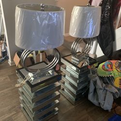Modern Mirrored Table Lamps - Set of 2